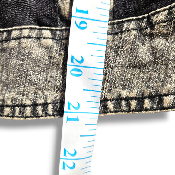 VTG Eand Queen Distressed Asymmetrical Jacket Sz. S [4-6] Gray Black Acid Wash - Picture 11 of 12